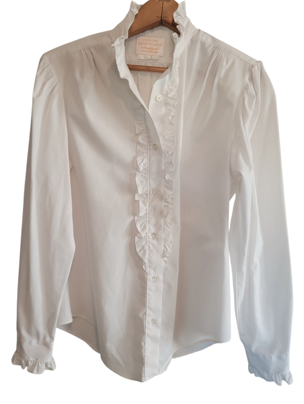 Vintage Country Sophisticates by Pendleton Ruffled High Neck Blouse Size Small